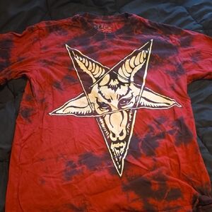 Blackcraft Red and Black Tie-Dye Goat Pentagram Tee